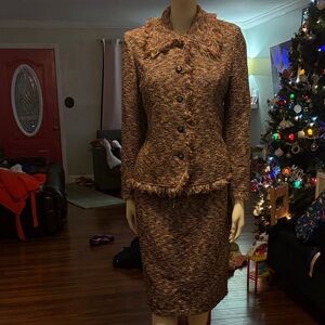 Brown Tweed Skirt Suit